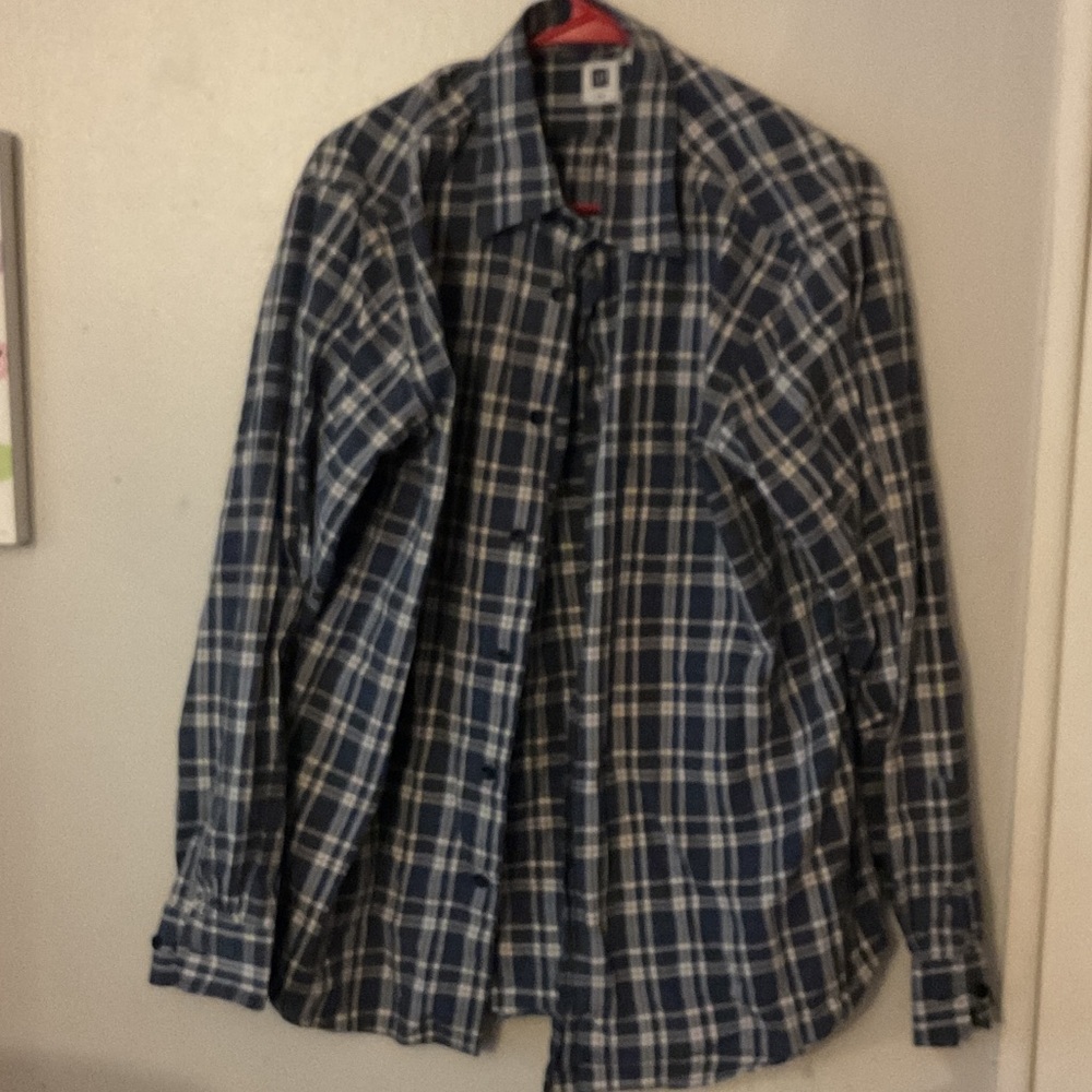 GAP Men's Navy Plaid Shirt Jacket